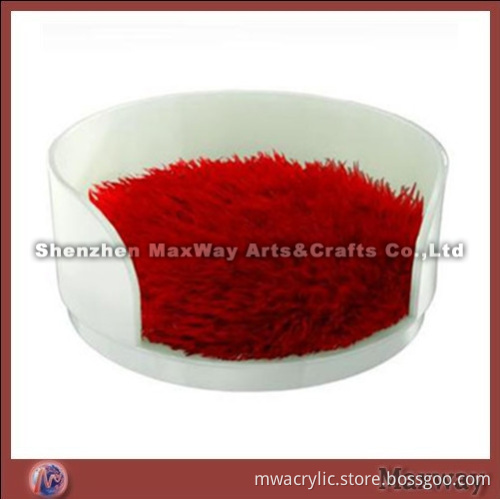 Milky Home Decorative Acrylic Cat Bed with Feather Cushion